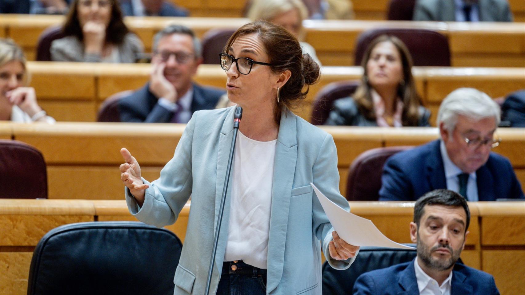 La ministra de Sanidad, Mónica García, este martes en el Senado.