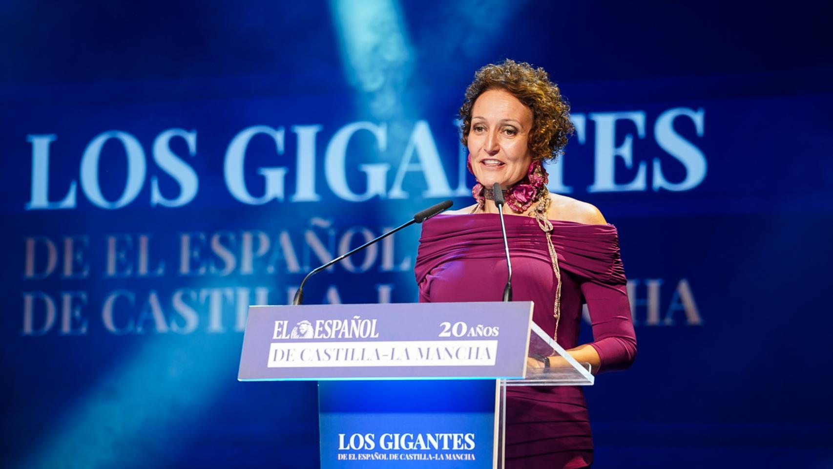 Ana Céspedes, en un momento de su intervención en el Teatro de Rojas de Toledo.