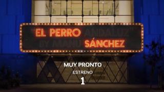 Momento exacto en el que el cartel ilumina las palabras 'El perro Sánchez'.