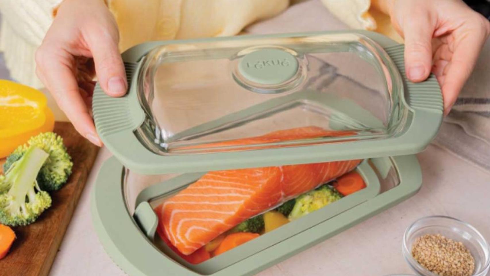 Cocina al vapor con estuche de vidrio de Lékué