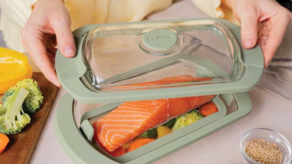 Cocina al vapor con estuche de vidrio de Lékué