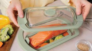 Cocina al vapor con estuche de vidrio de Lékué