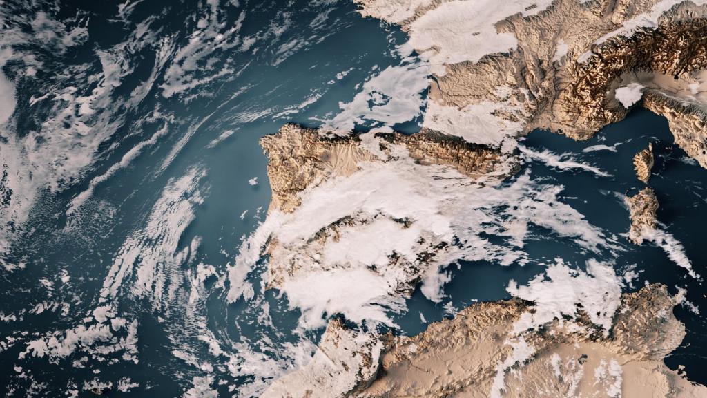 Mapa de nubes en la península Ibérica.
