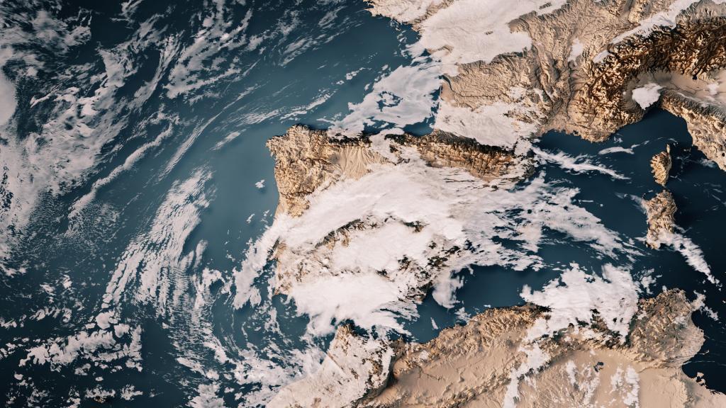 Mapa de nubes en la península Ibérica.