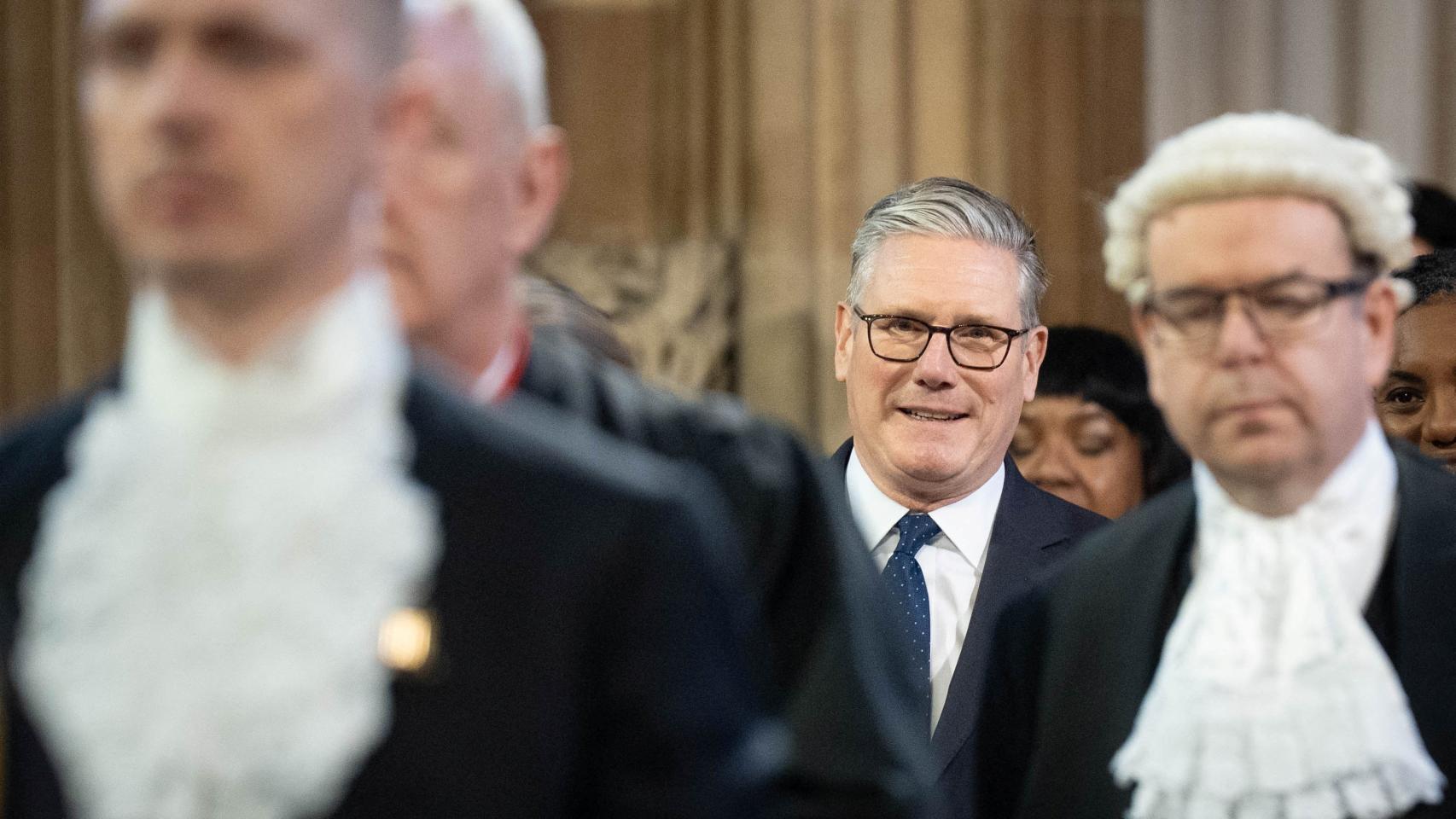 Keir Starmer durante la ceremonia de apertura de las Cámaras del Parlamento.