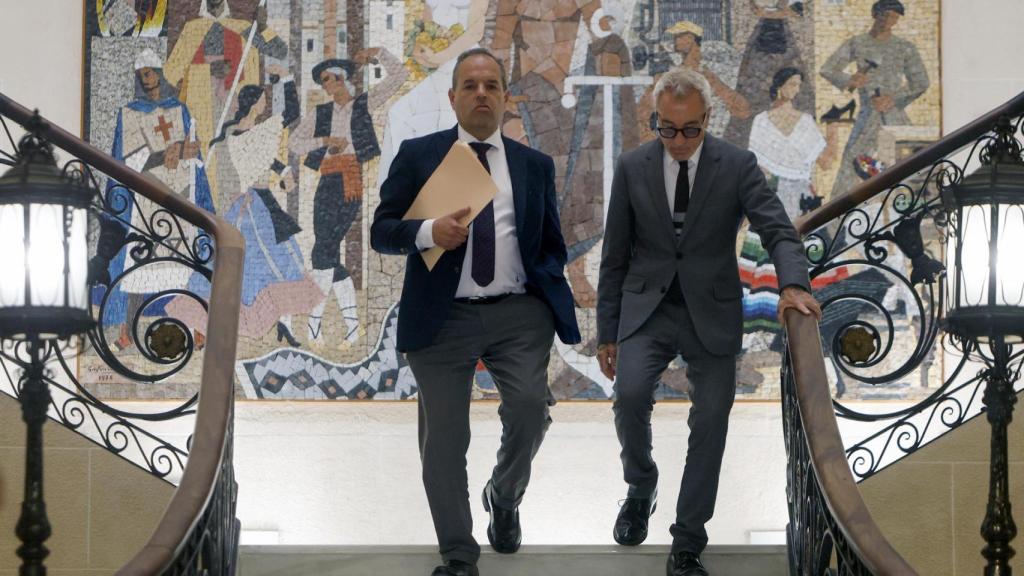 El presidente de la Federación Provincial de Comercio de la Pyme (Facpyme), Carlos Baño, a su salida de la comisión de investigación de la Diputación de Alicante