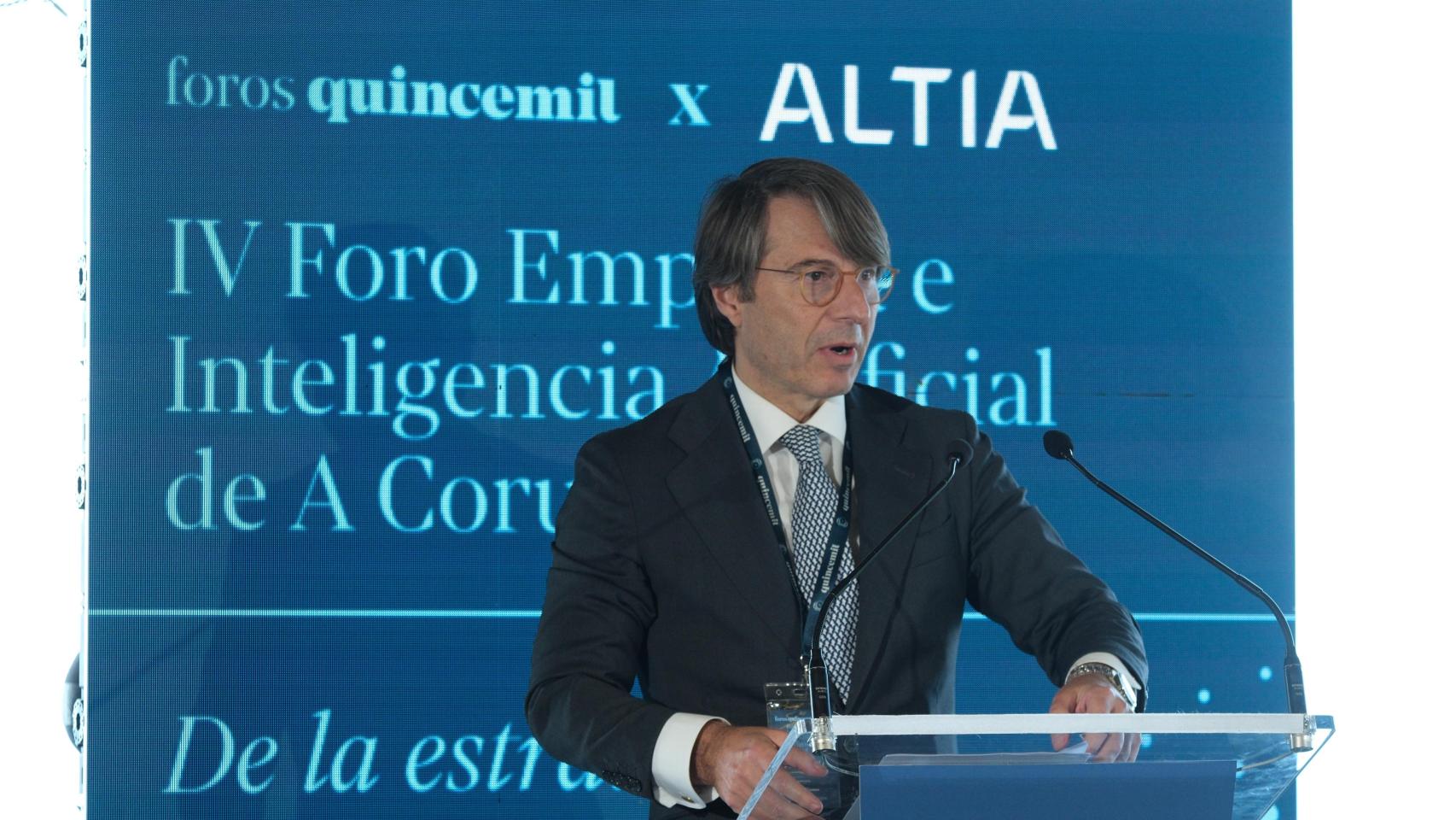 El conselleiro de Facenda, Miguel Corgos, en el Foro Empresa e Inteligencia Artificial de Quincemil y ALTIA