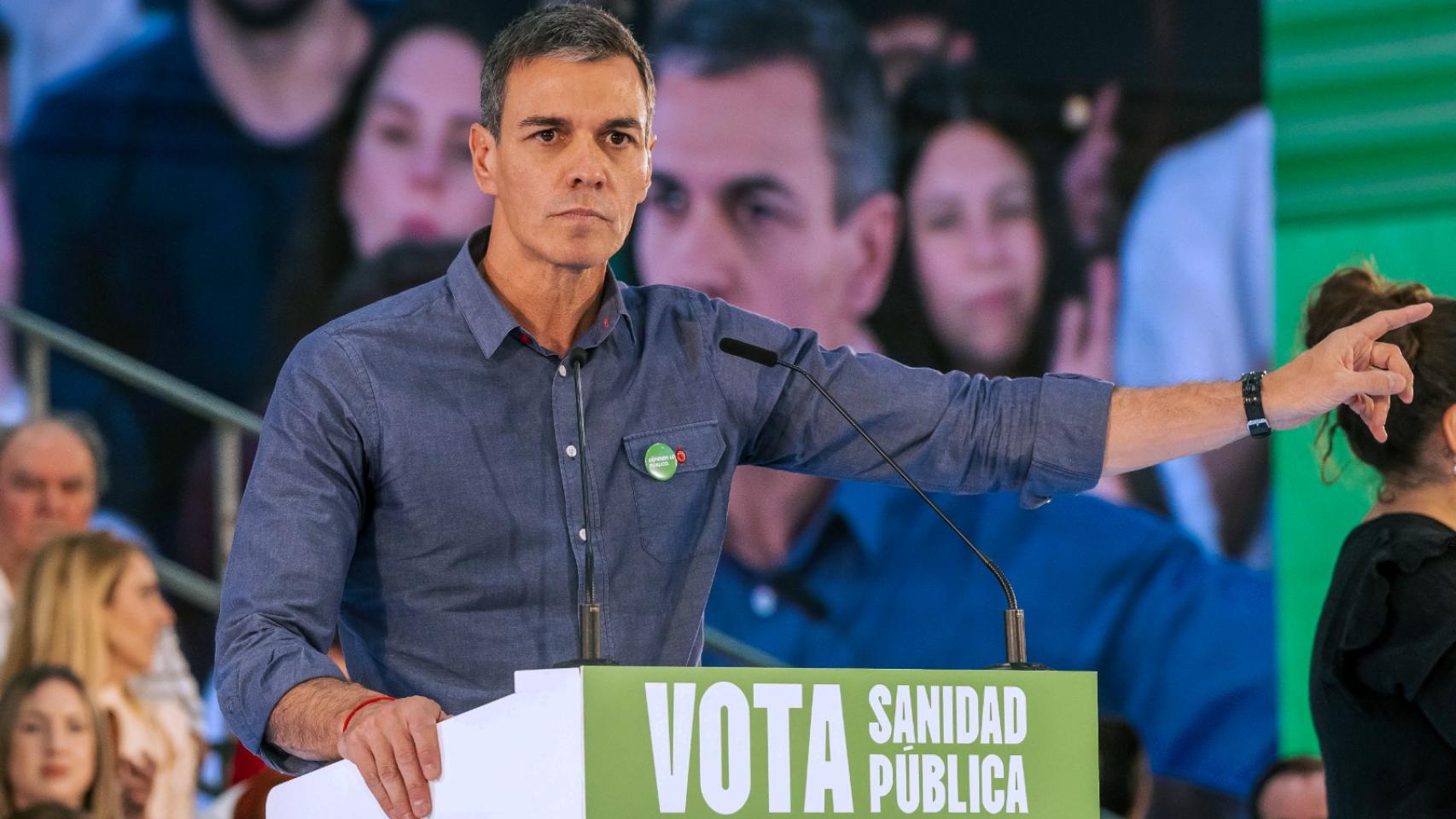 Pedro Sánchez en el mitin de este miércoles en Pulianas (Granada)