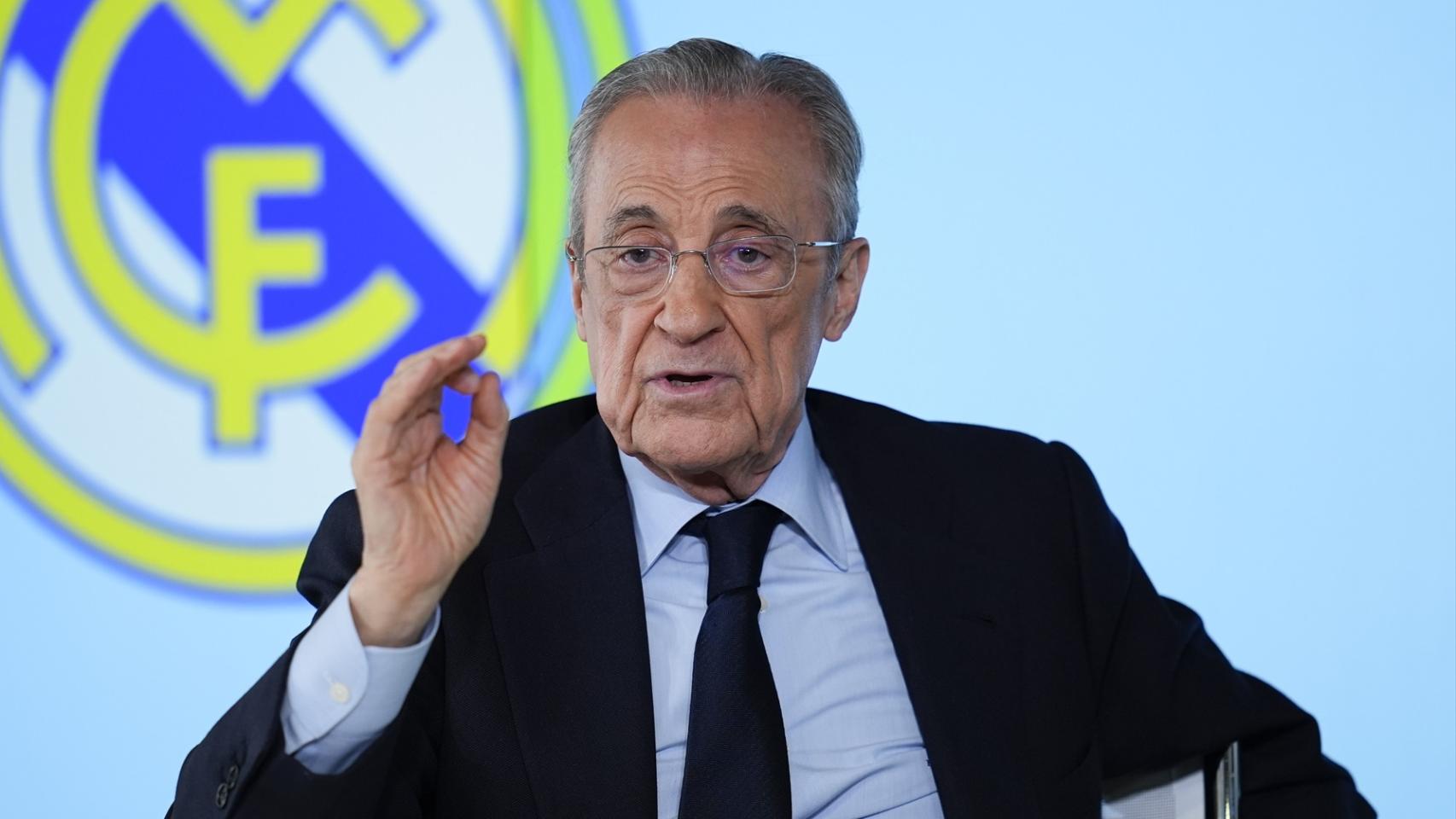 Florentino Pérez, en su comparecencia tras la Junta Directiva del Real Madrid.