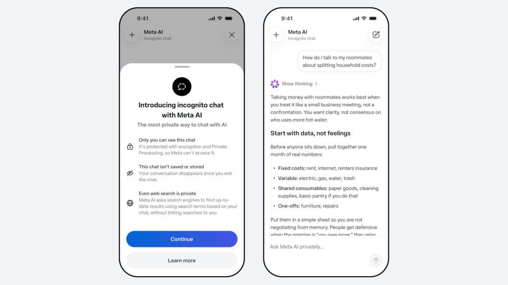 El chat incógnito de Meta AI en WhatsApp