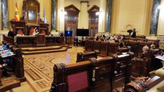 Los concejales del PSOE y el BNG votan a favor del cambio urbanístico del Parque del Agra en el Pleno.