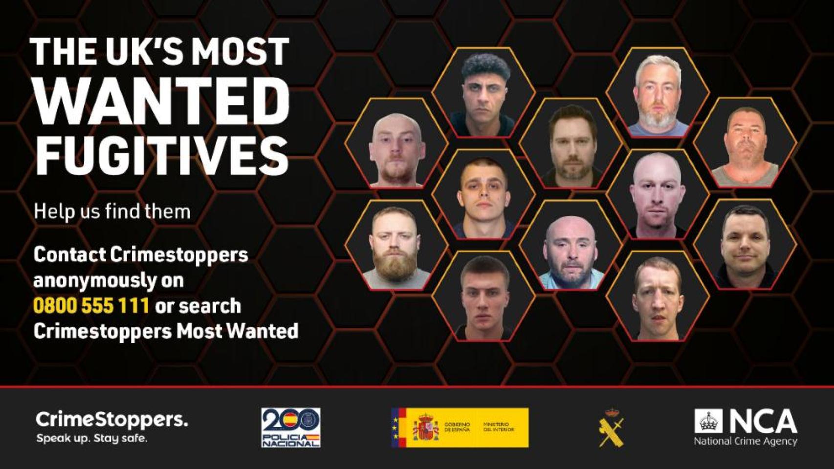Los delincuentes más buscados del Reino Unido.
