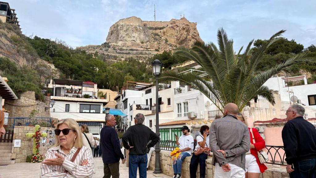 El barrio de Santa Cruz y el castillo de Santa Bárbara de fondo.