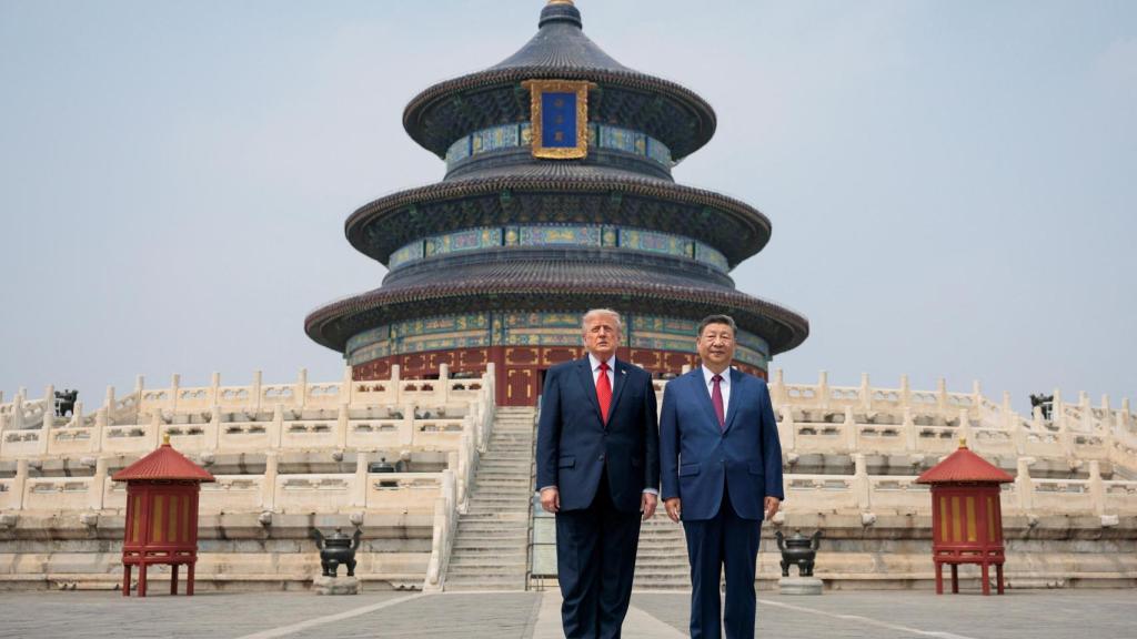 Donald Trump y Xi Jinping posan frente al Templo del Cielo en Pekín.