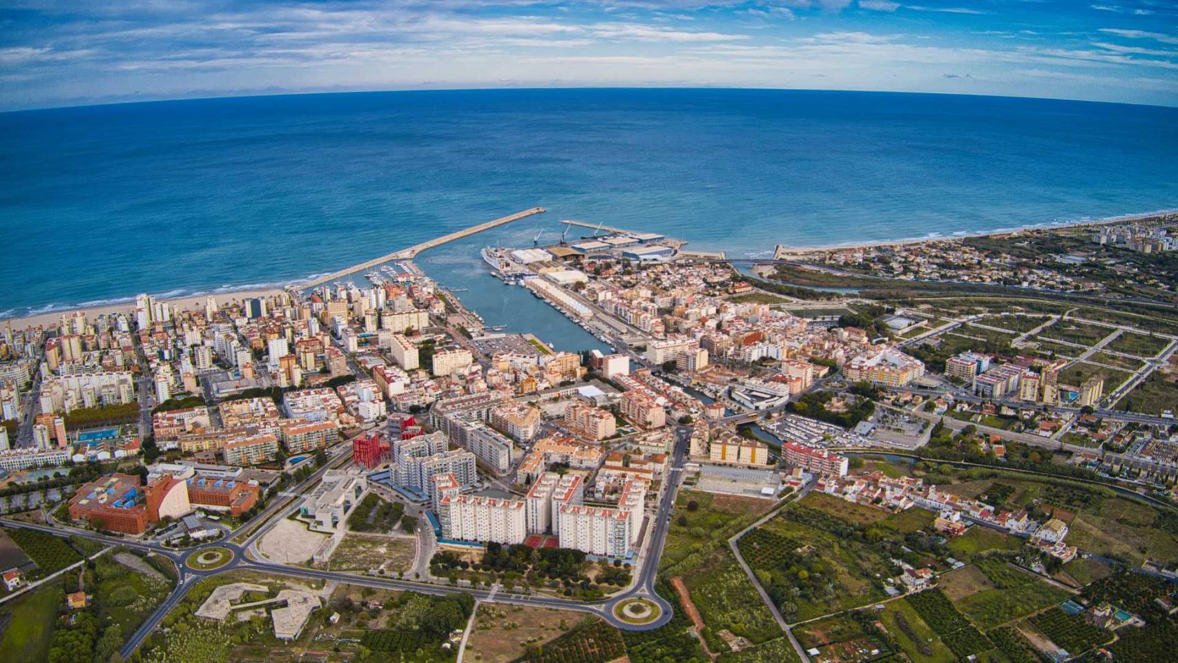 Vista aérea de Gandía (Valencia). Turisme CV