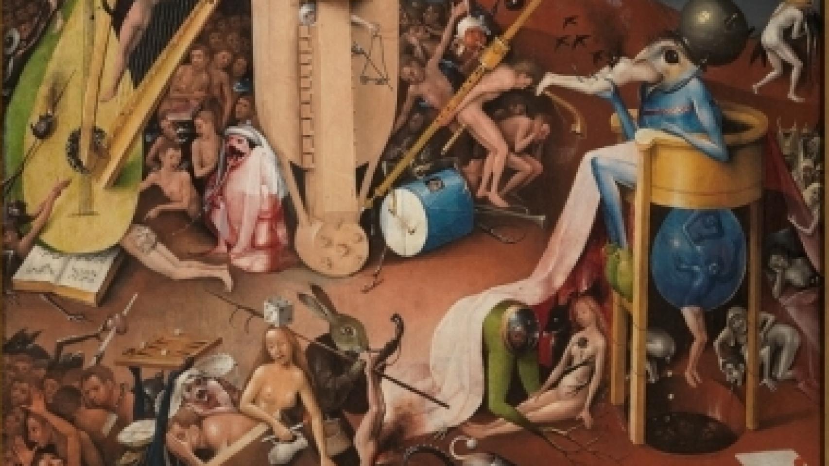 Detalle de la tabla del Infierno del 'Jardín de las delicias' del Bosco (1490-1500). Museo del Prado