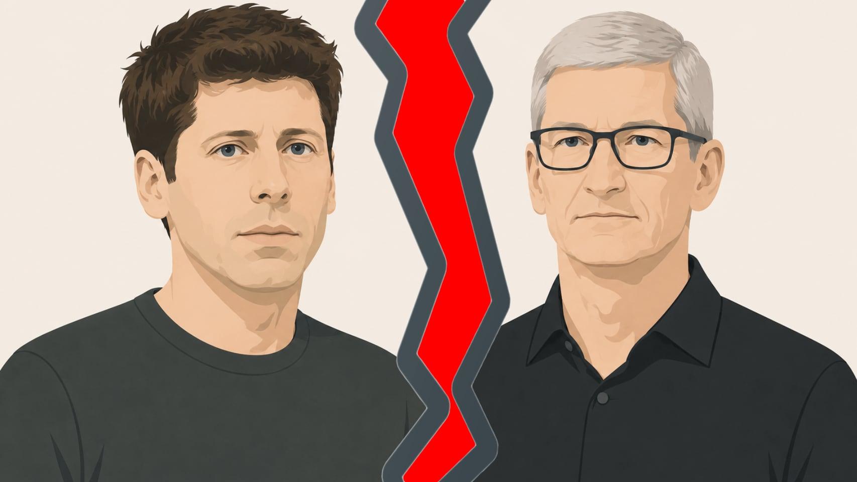 Ilustración de Sam Altman y Tim Cook