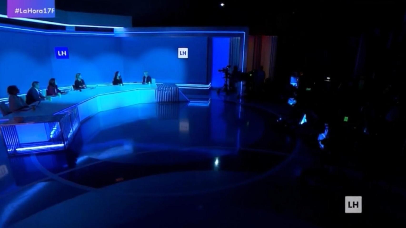 El plató de 'La hora de La 1' en el momento del apagón.