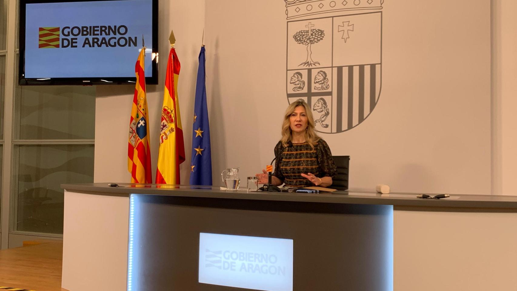 La vicepresidenta, Mar Vaquero, este viernes tras la rueda de prensa del Consejo de Gobierno.