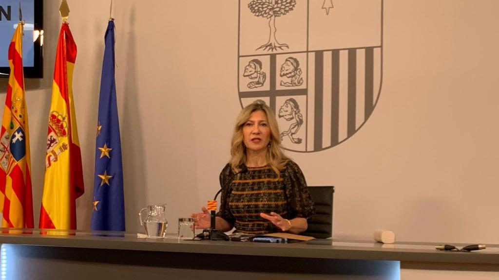 La vicepresidenta, Mar Vaquero, este viernes tras la rueda de prensa del Consejo de Gobierno.
