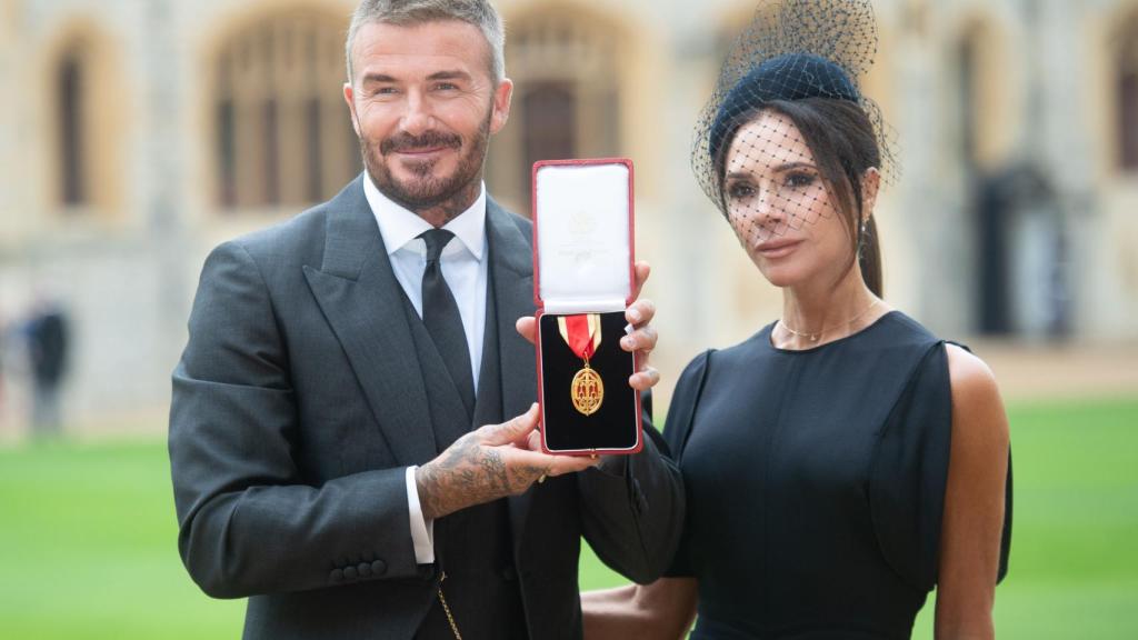 David junto a su mujer, Victoria, en un acto reciente.