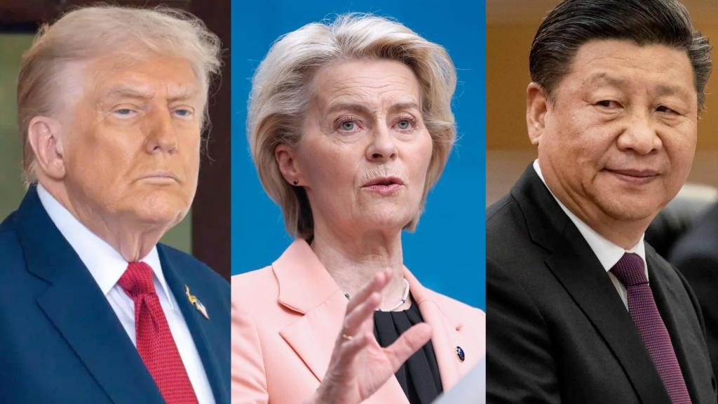 Donal Trump, Úrsula Von der Layen y Xi Jinping