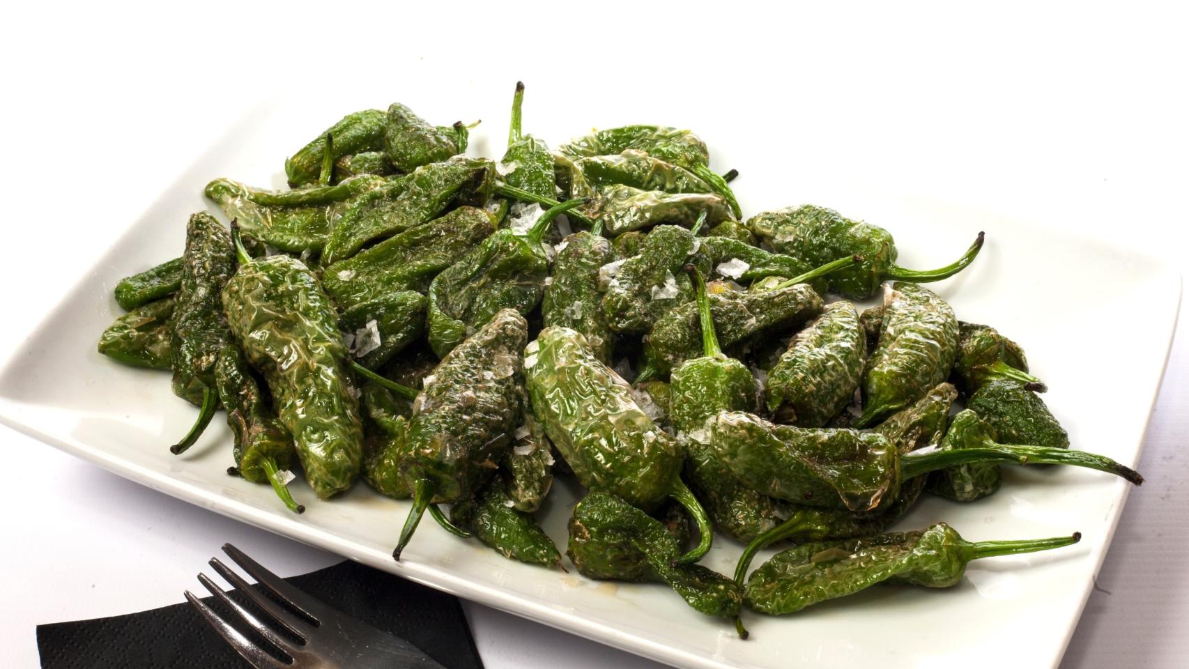 Un plato de pimientos de Padrón.