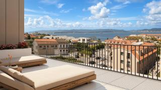 Terraza de una vivienda de Residencial Freixo, en Vilaxoán, Vilagarcía de Arousa (Pontevedra)