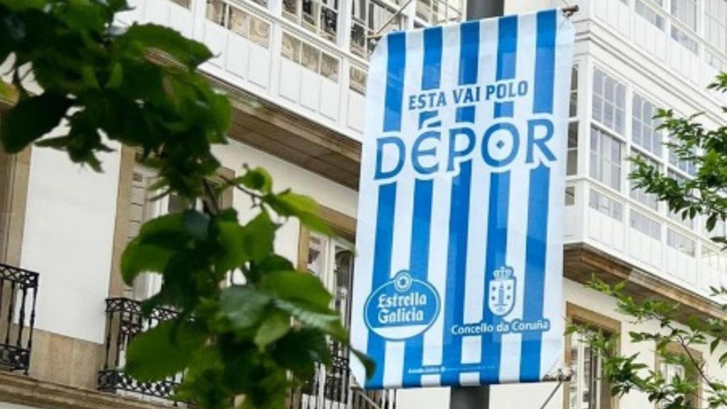 Banderola de apoyo al Dépor de Estrella Galicia y el Concello de A Coruña