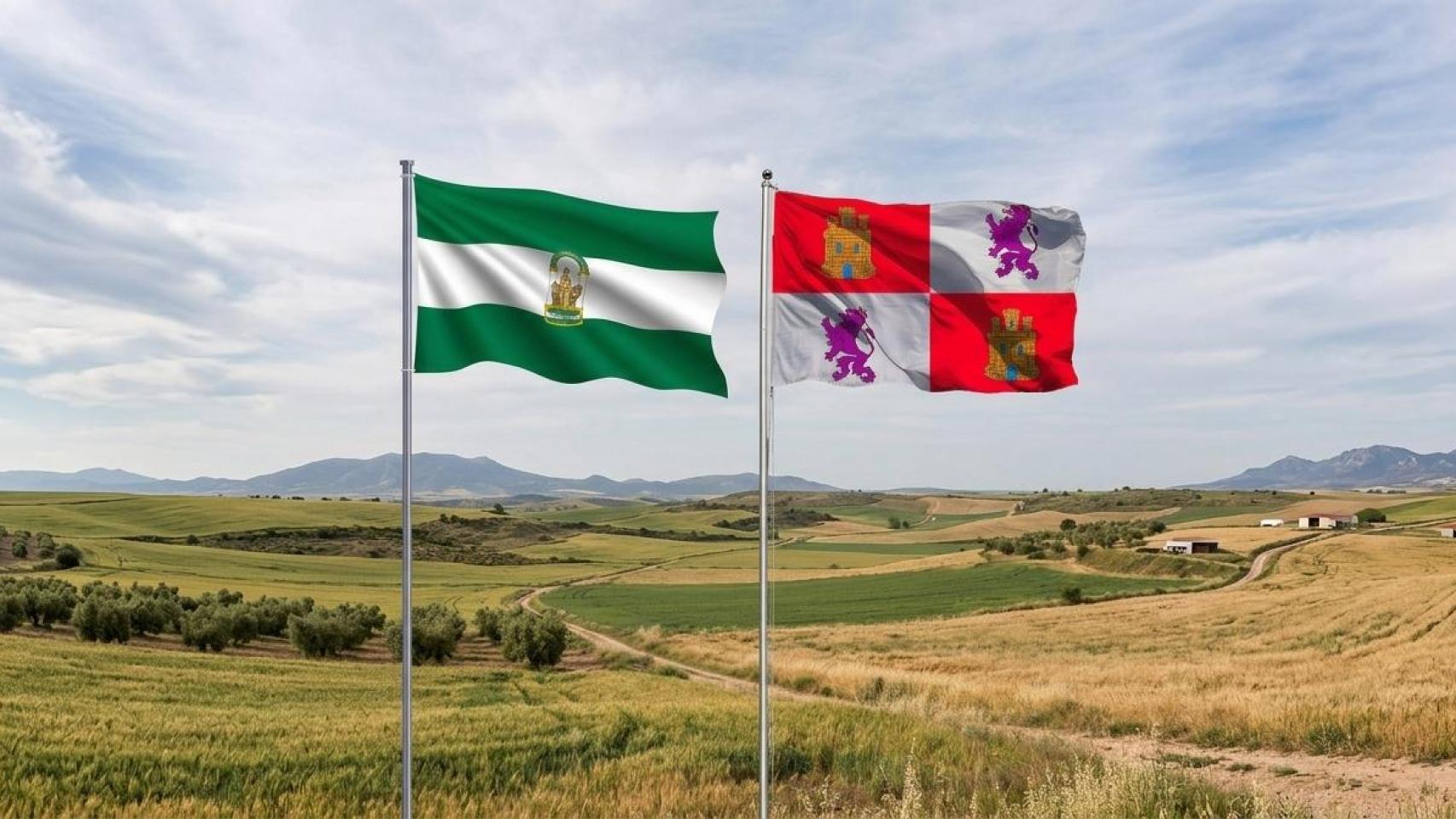 Imagen generada con IA con las banderas de los dos autonomías