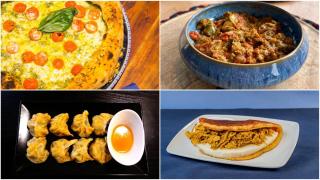 Varios platos de cocina internacional de restaurantes de Santiago.