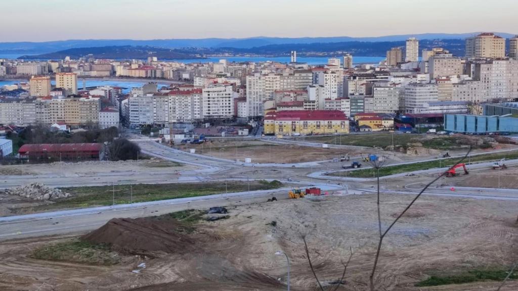 Futuros viales del barrio de Visma, donde se construirán bloques de viviendas.