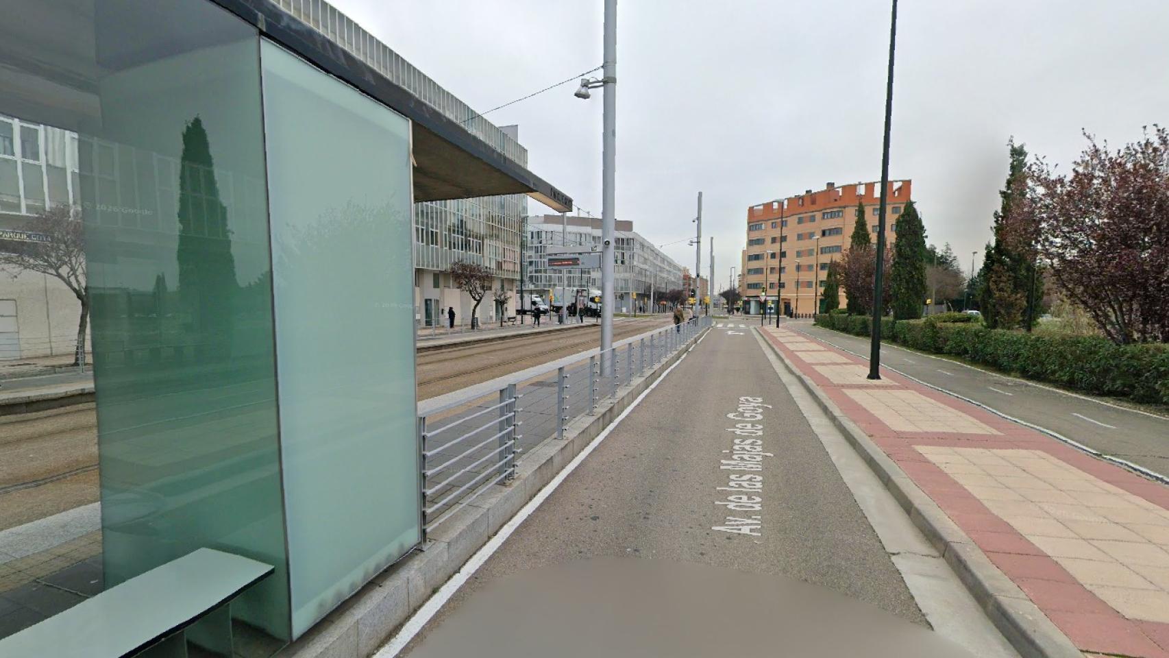Parada del tranvía de Parque Goya donde ha ocurrido el accidente 