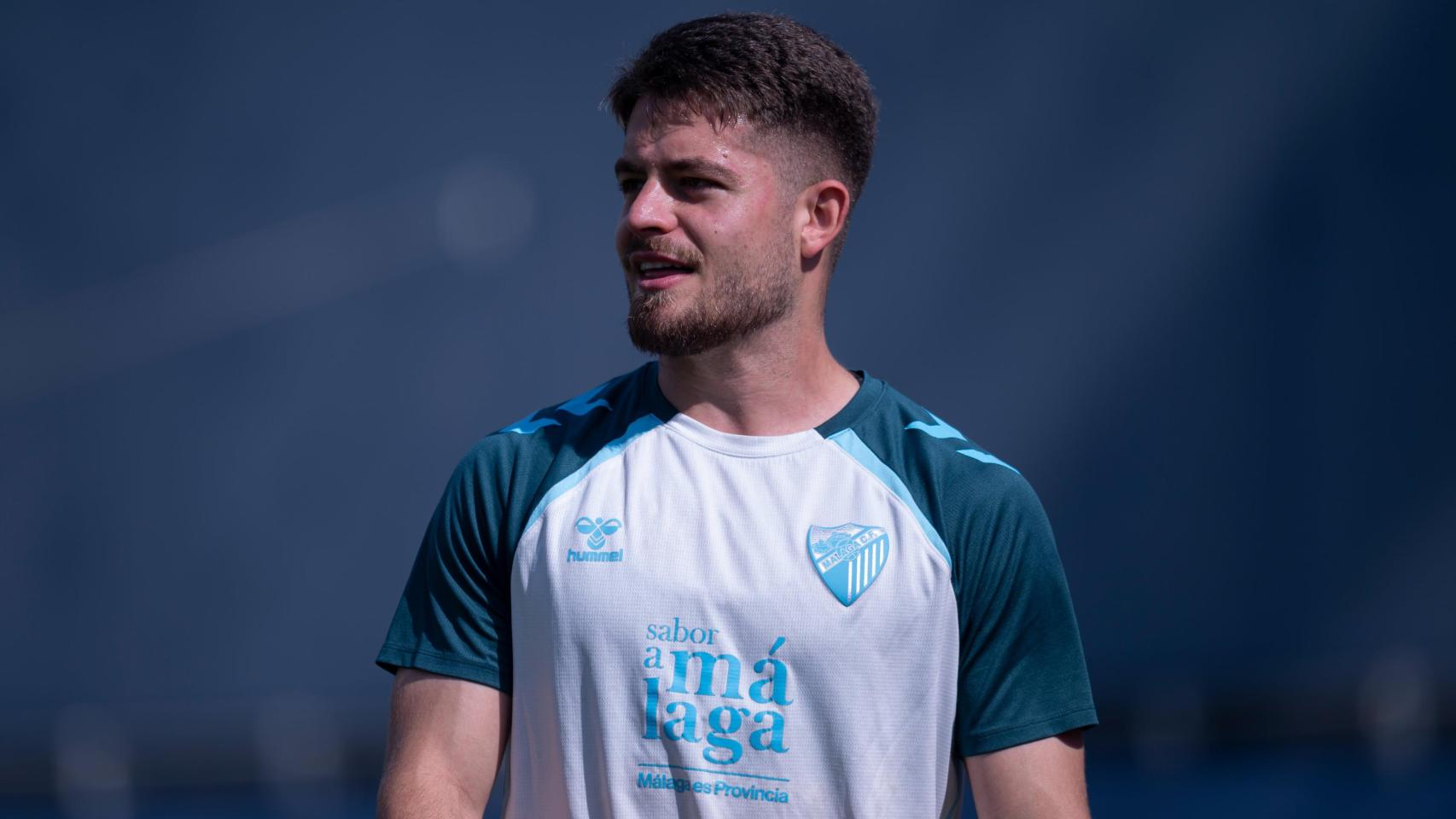 Dani Lorenzo durante un entrenamiento con el Málaga CF
