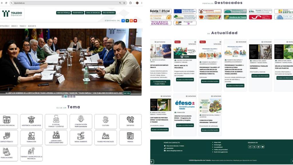 Nueva página web de la Diputación de Toledo.