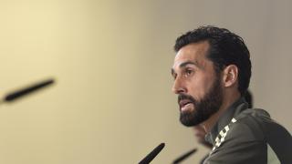 Álvaro Arbeloa, este sábado en rueda de prensa con el Real Madrid.