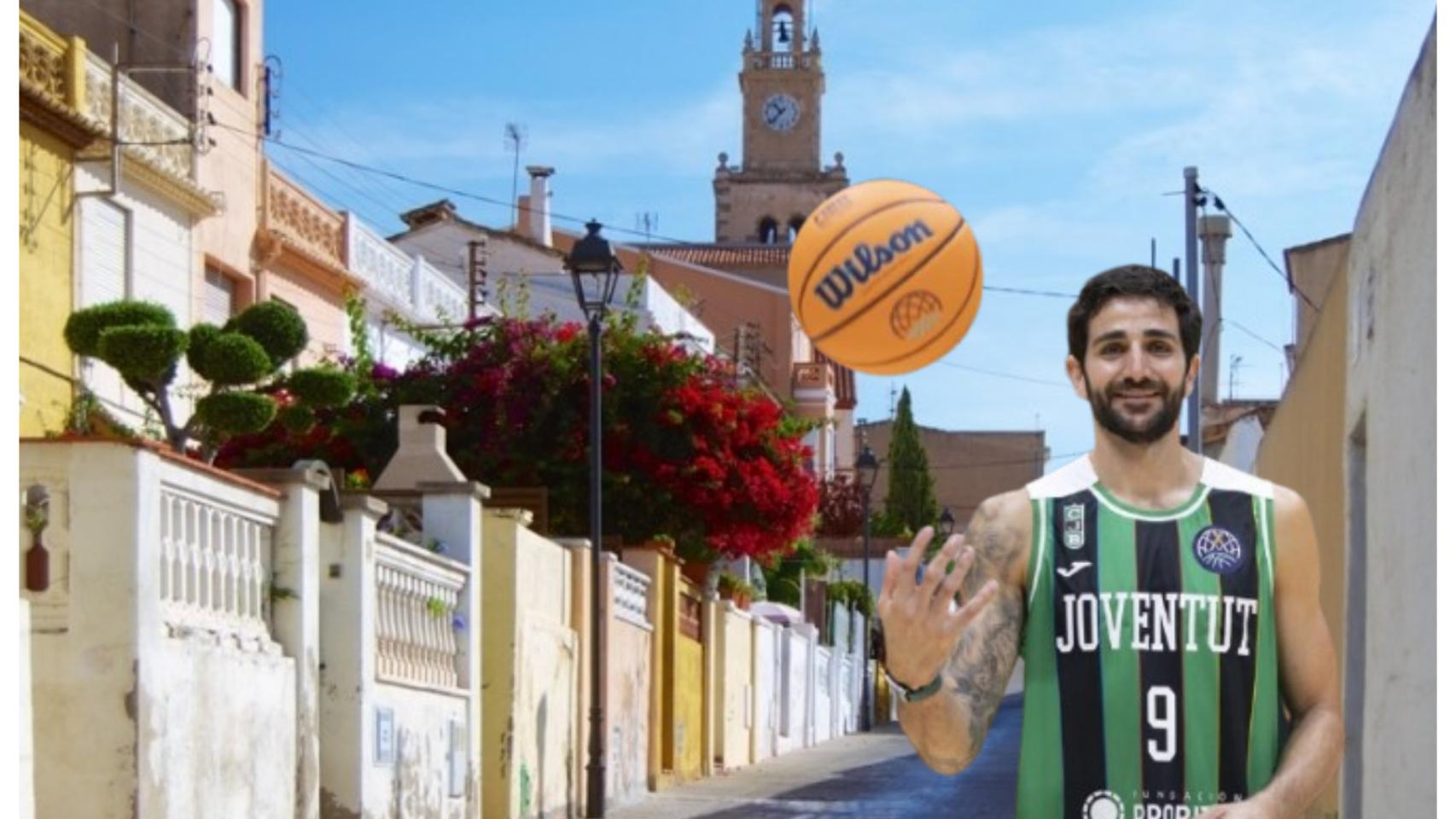Montaje del pueblo de El Masnou y Ricky Rubio.
