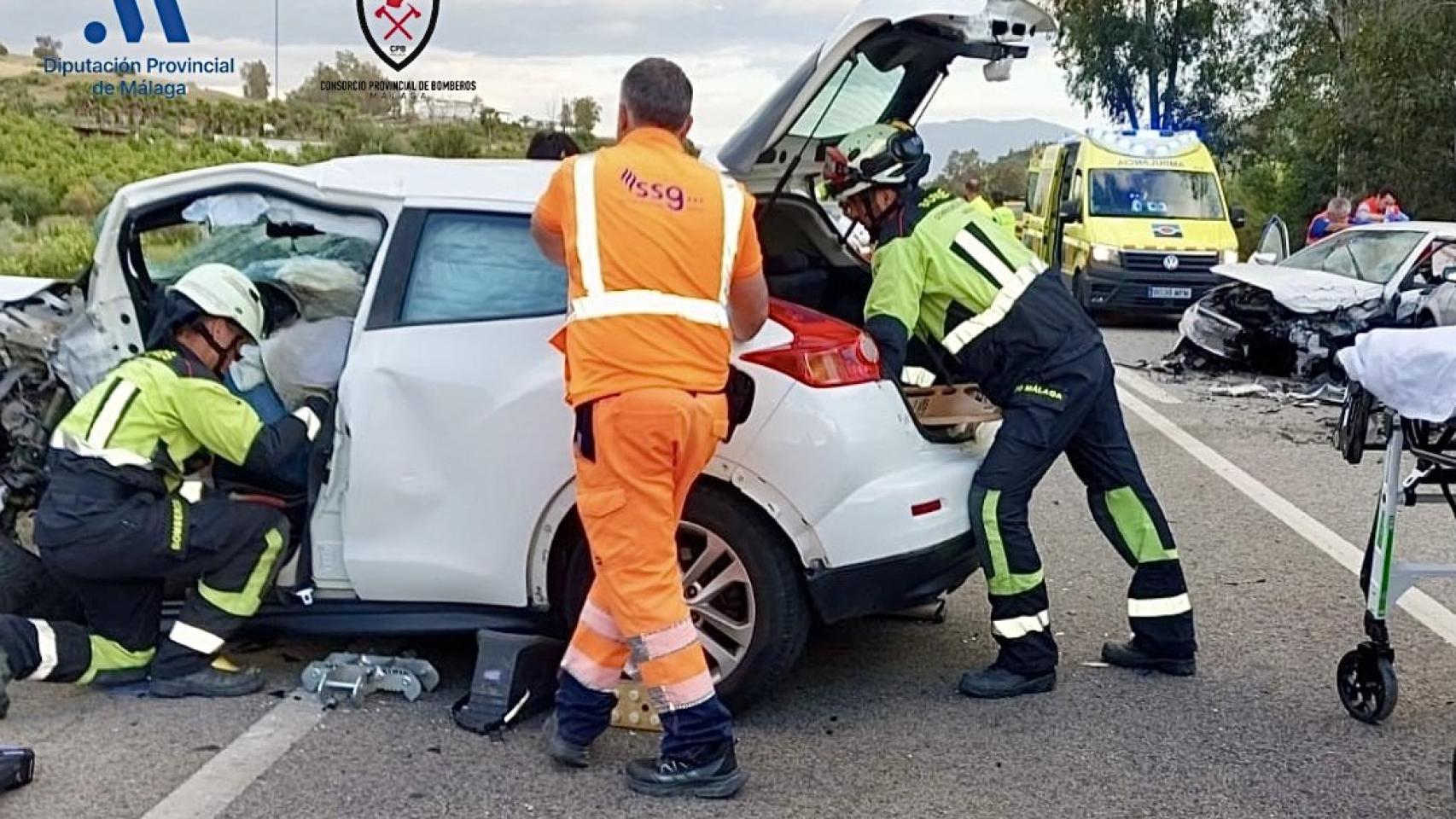 Imagen del accidente de tráfico ocurrido en la A-357 de Málaga.
