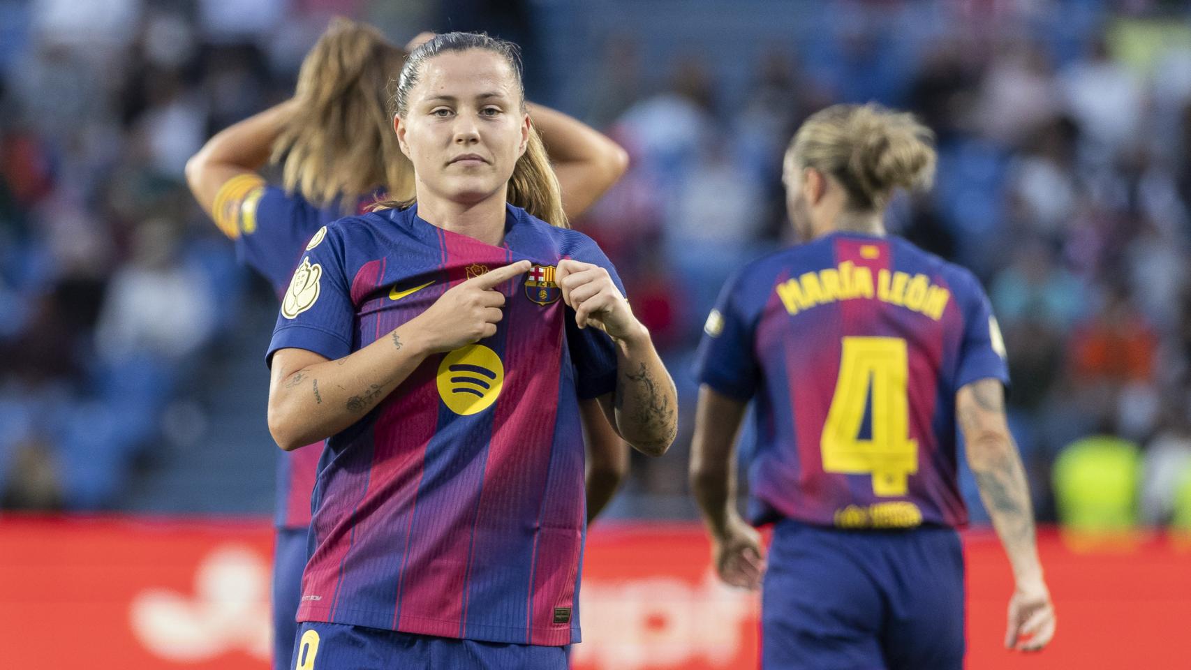 Claudia Pina celebra el gol marcado ante el Atlético de Madrid.