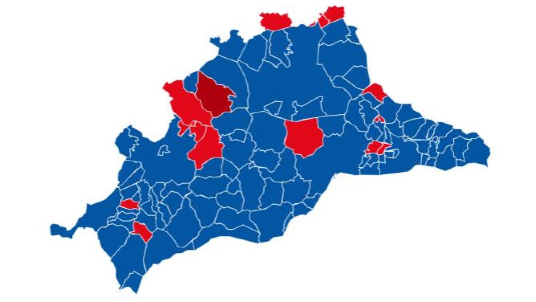 Mapa electoral en la provincia de Málaga.