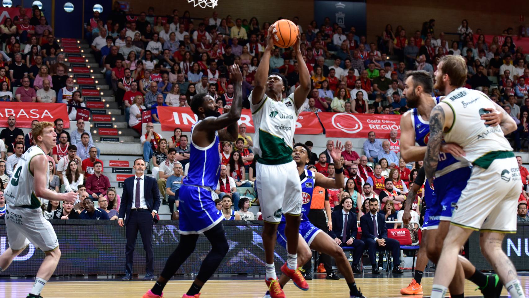 Audige durante el UCAM Murcia vs. Unicaja de la Liga Endesa.