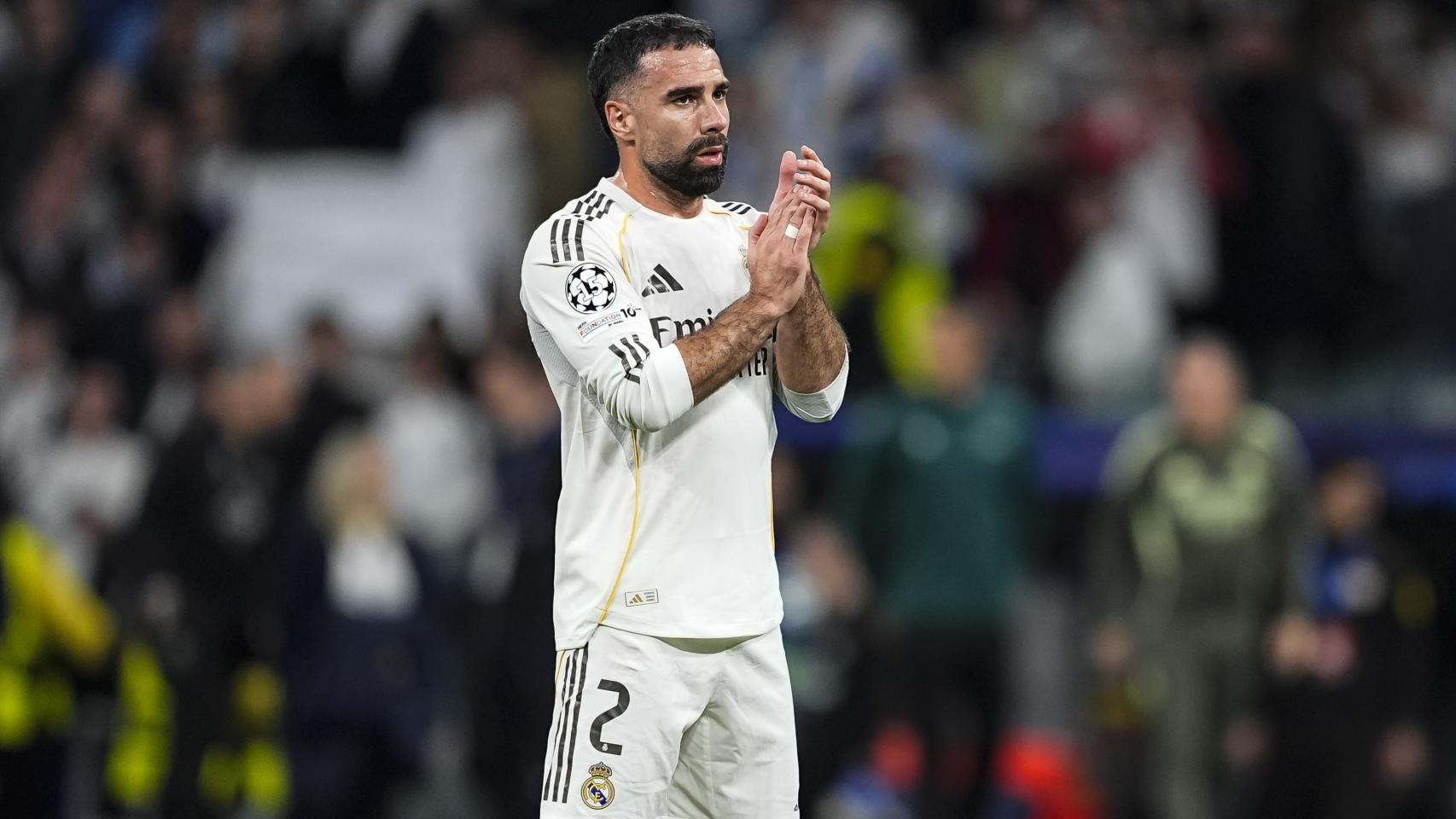 Dani Carvajal, con el Real Madrid en el Santiago Bernabéu.