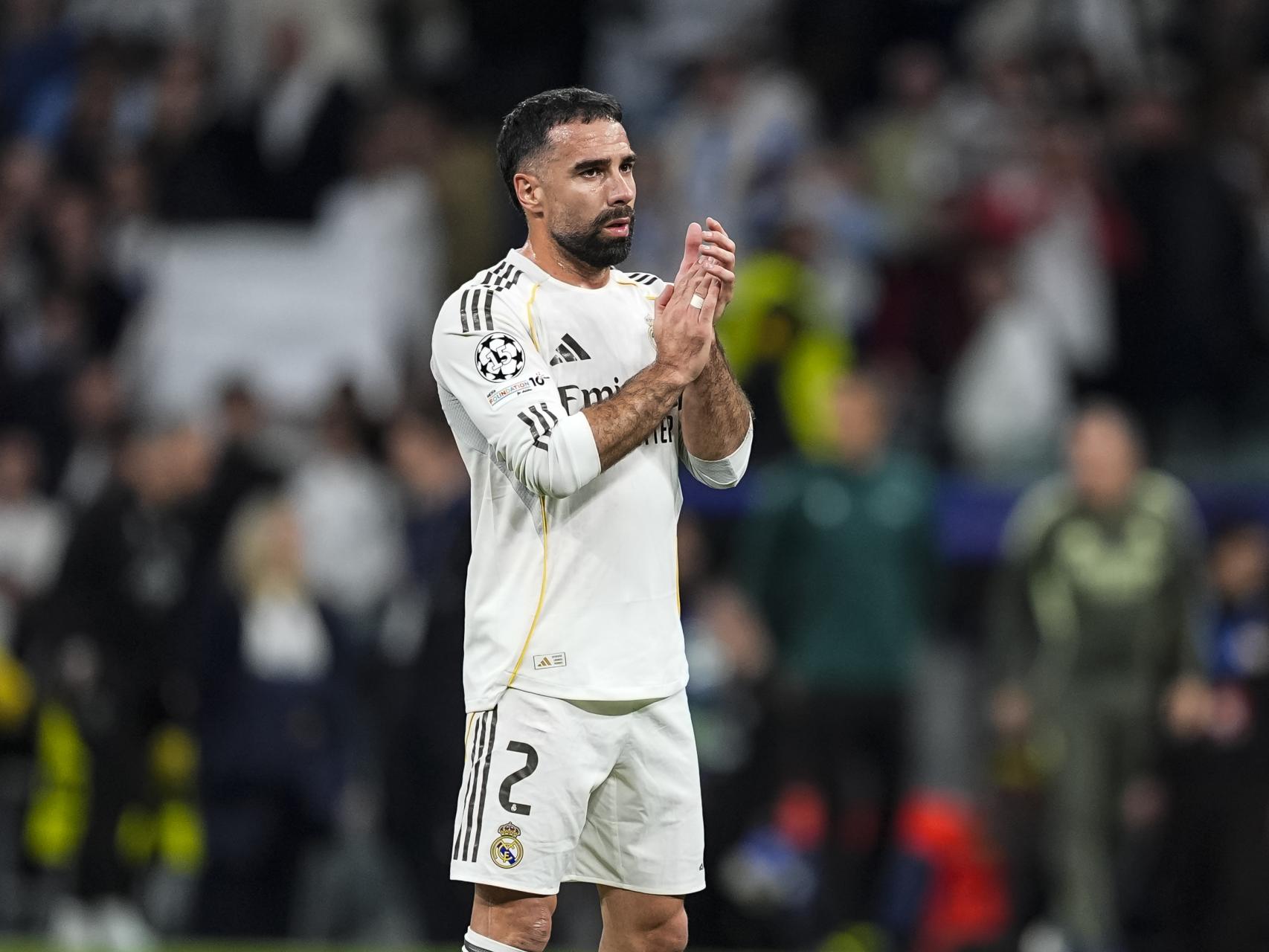 Dani Carvajal, con el Real Madrid en el Santiago Bernabéu.
