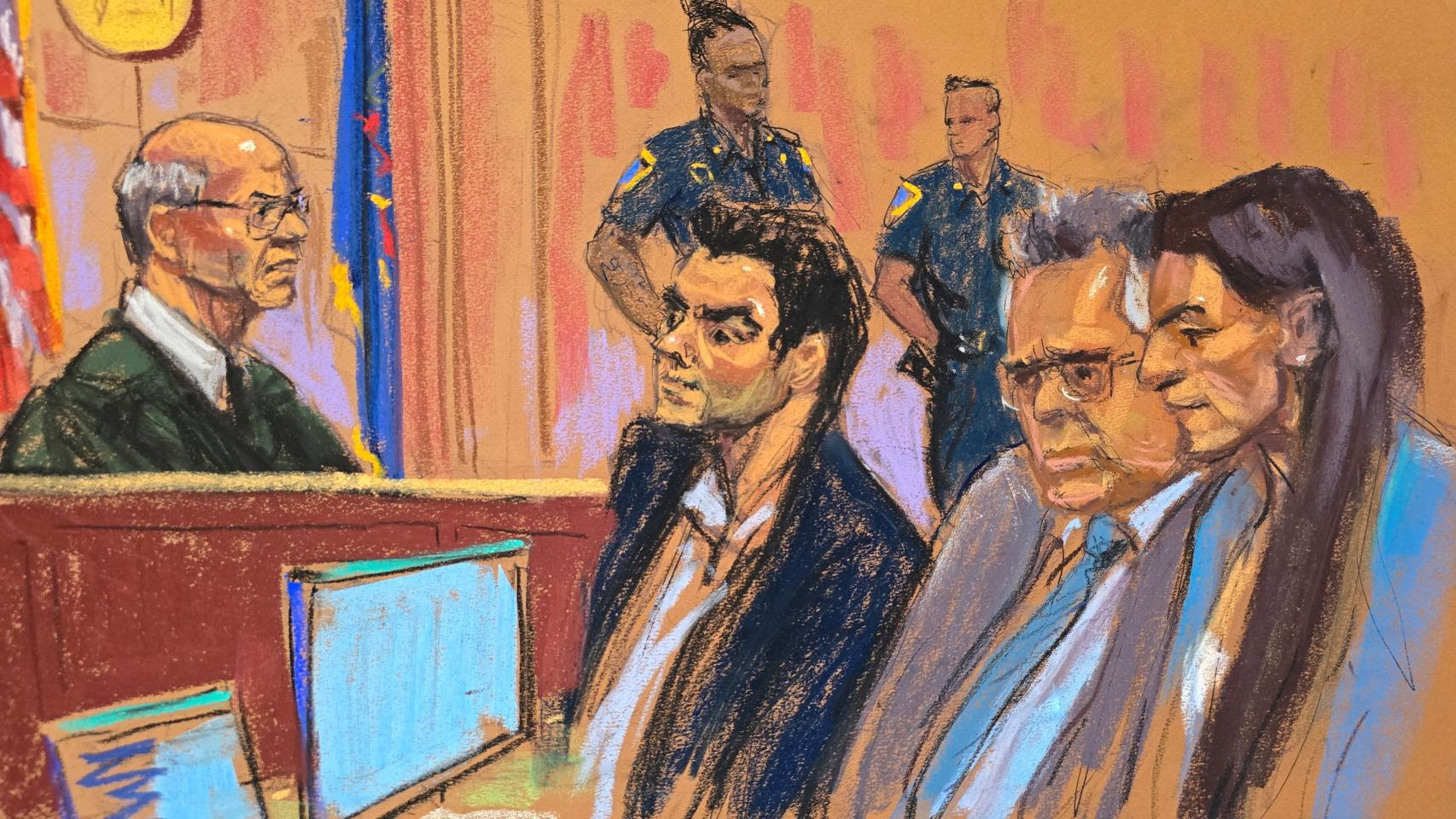Luigi Mangione ante el juez Gregory Carro en una audiencia de supresión de pruebas en el Tribunal Supremo de Manhattan, en la ciudad de Nueva York, este lunes.
