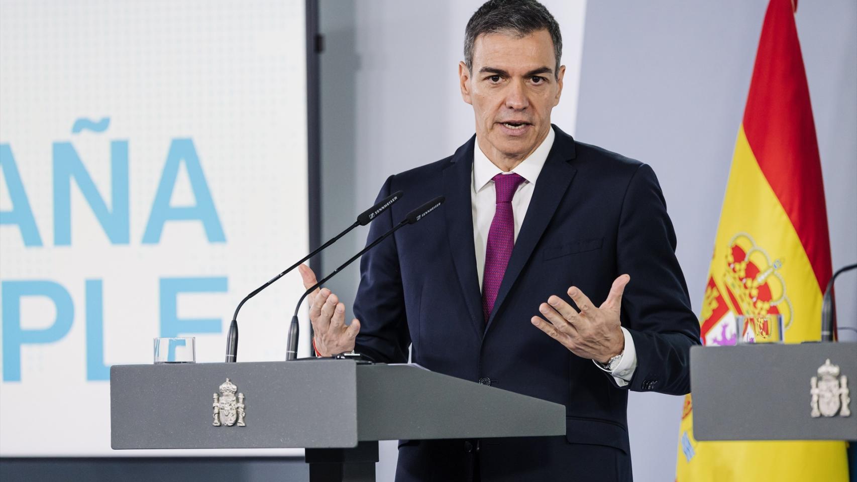 El presidente del Gobierno, Pedro Sánchez durante una rueda de prensa.