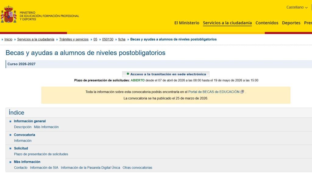 Ampliazo el plazo hasta el 19 de mayo para solicitar la beca MEC.