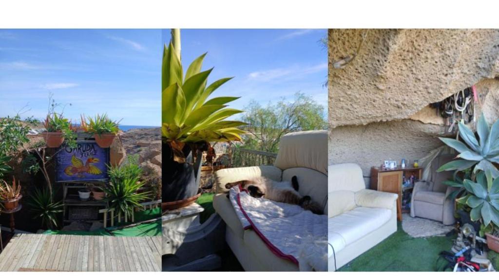 De izquierda a derecha, la terraza Garuda, el salón principal y el rincón perfecto para descansar.
