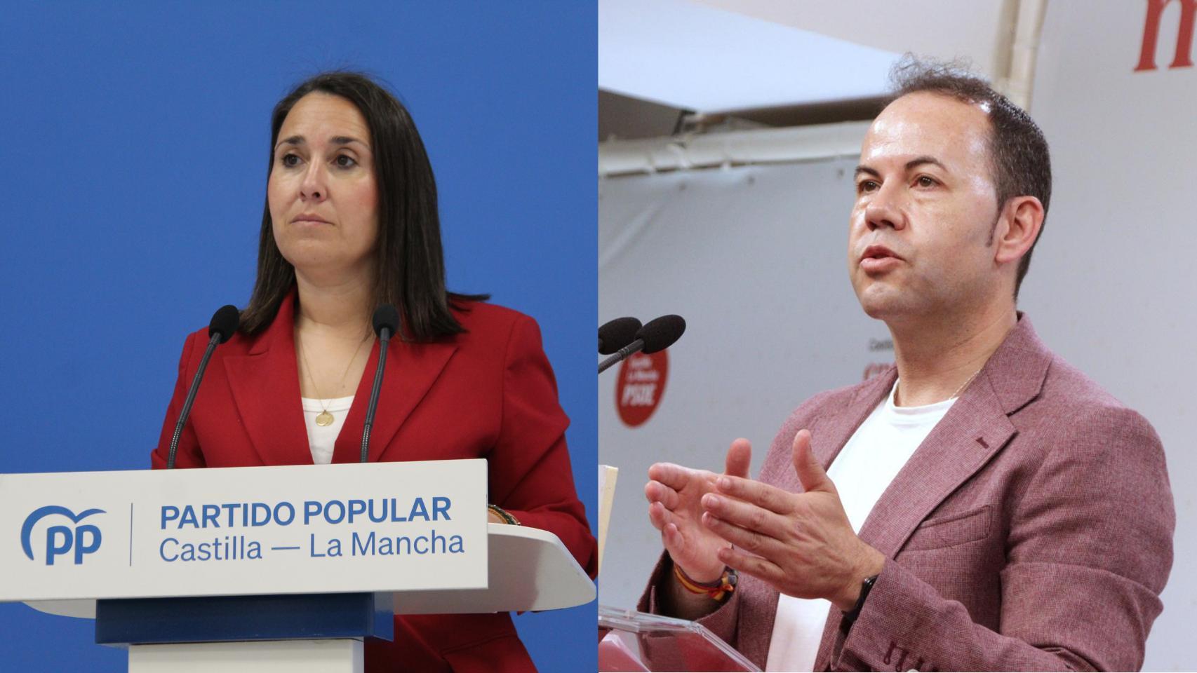La portavoz del PP de Castilla-La Mancha, Alejandra Hernández y el secretario de Formación del PSOE regional, Sergio García Navas.