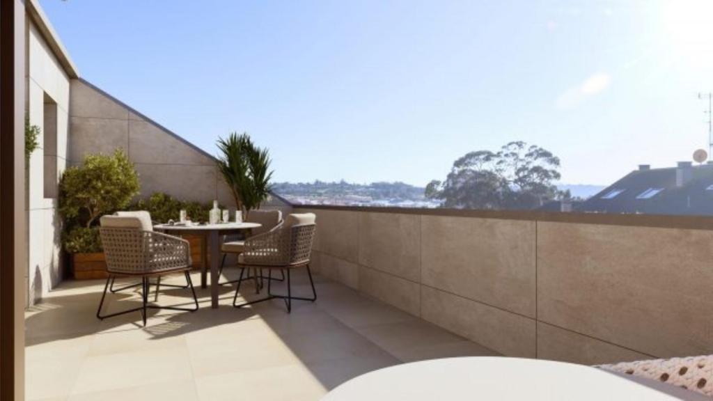 Terraza en el edificio Acaya, en Oleiros