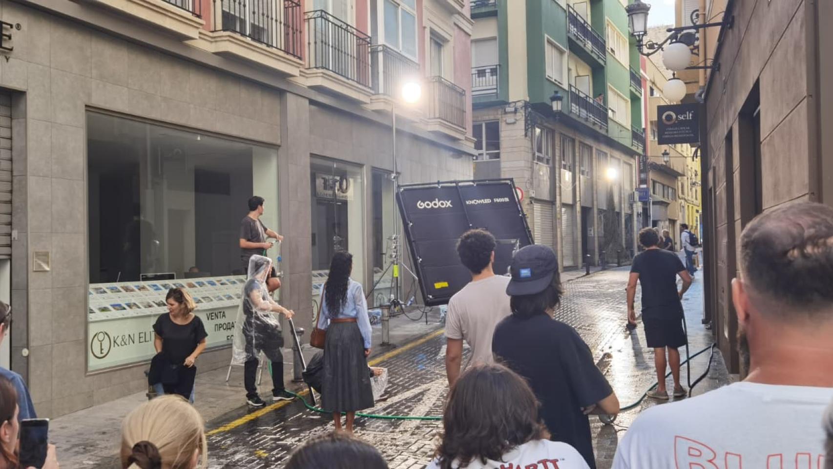 Un rodaje en el centro de Alicante. 
